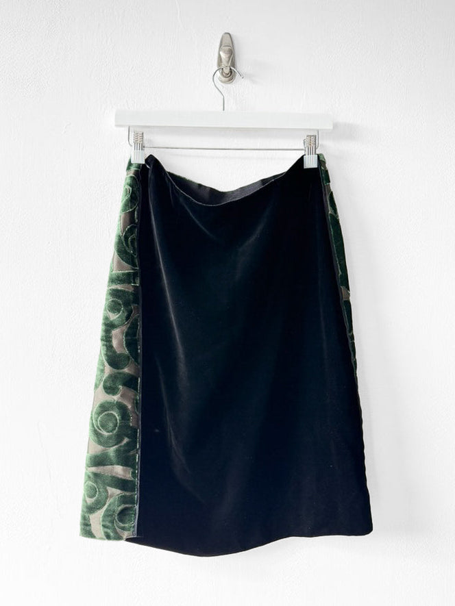 PRADA - F/W 2009 DEVORE VELVET KNEE LENGTH SKIRT