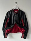 ARMANI COLLEZIONI - 1990s BIKER LEATHER JACKET WITH CURVED SLEEVE