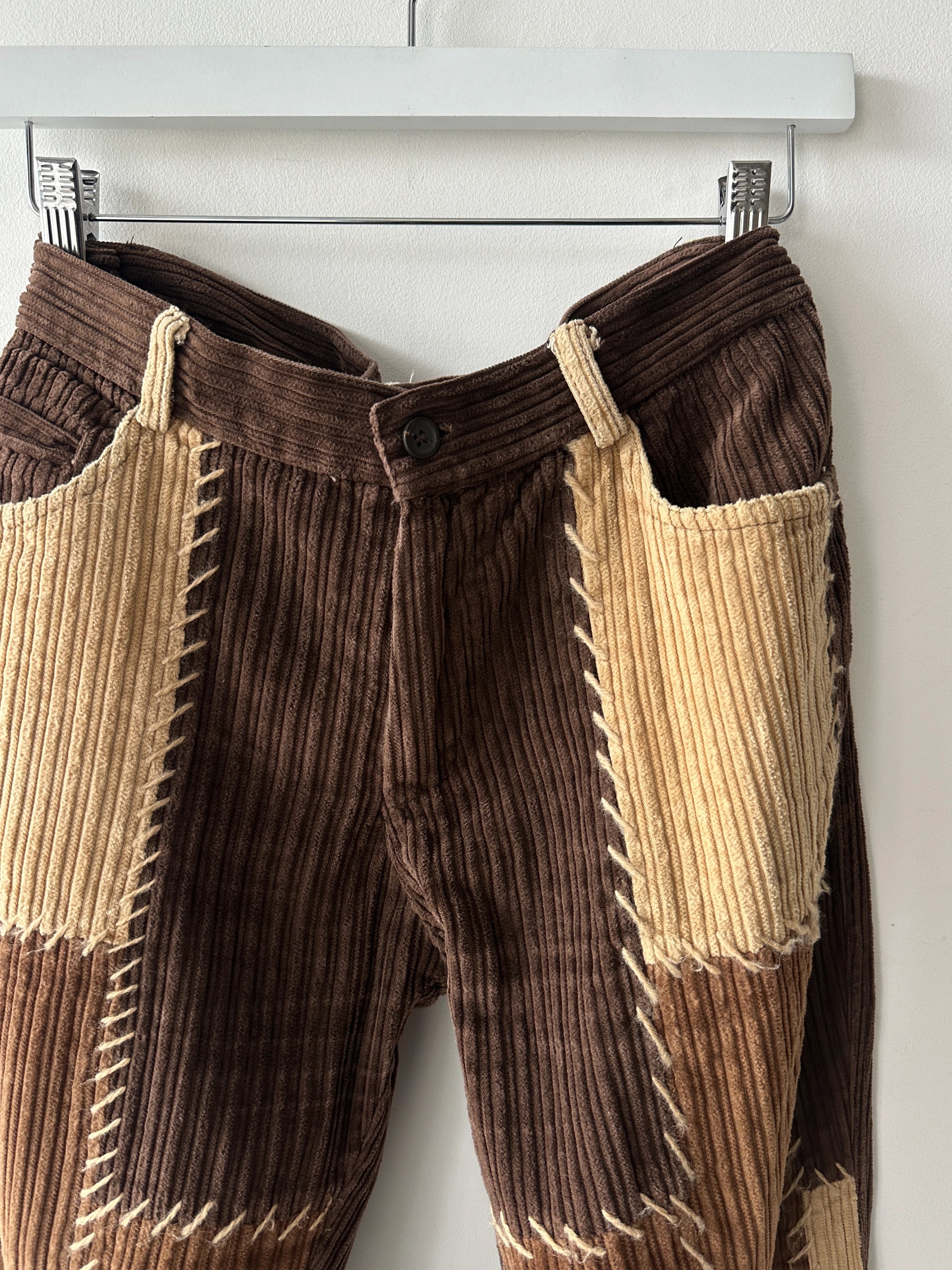 1990s PATCHWORK CONSTRUCTION CORDUROY STRAIGHT LEG TROUSERS