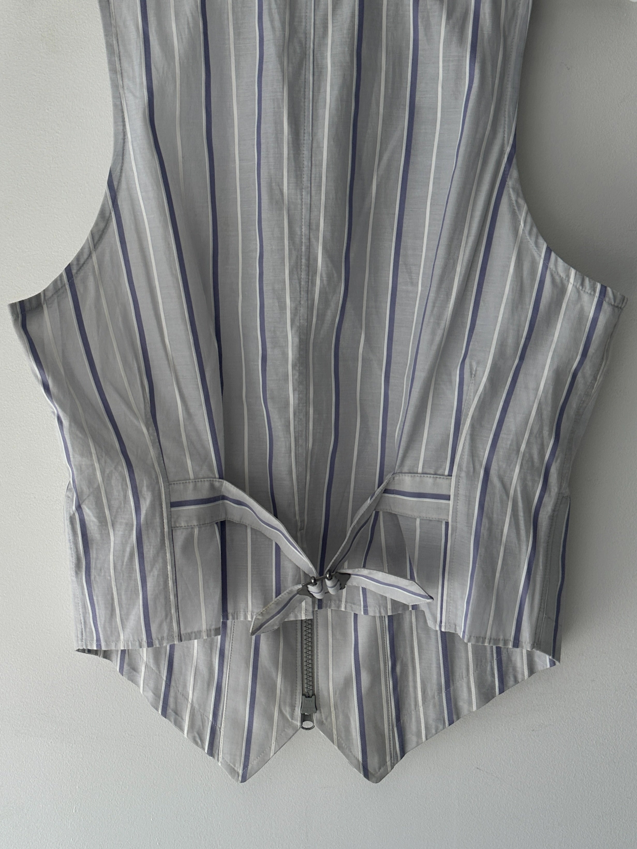 YOHJI YAMAMOTO -  late 2010s STRIPED VEST WITH TWO WAY FRONT ZIP