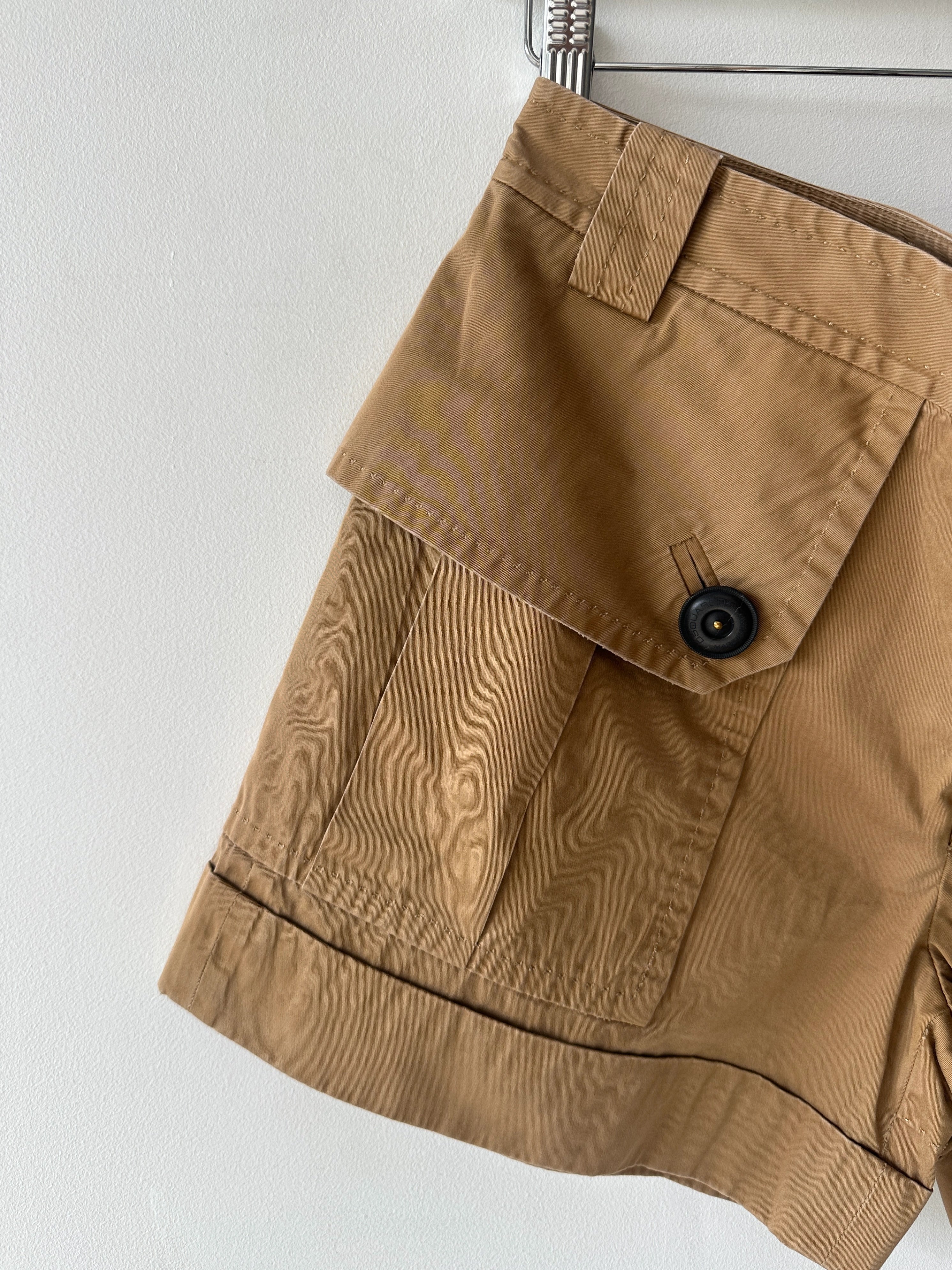 DSQUARED2 - S/S 2014 PANELED CARGO SHORTS WITH OVERSIZED BUTTON DETAILS
