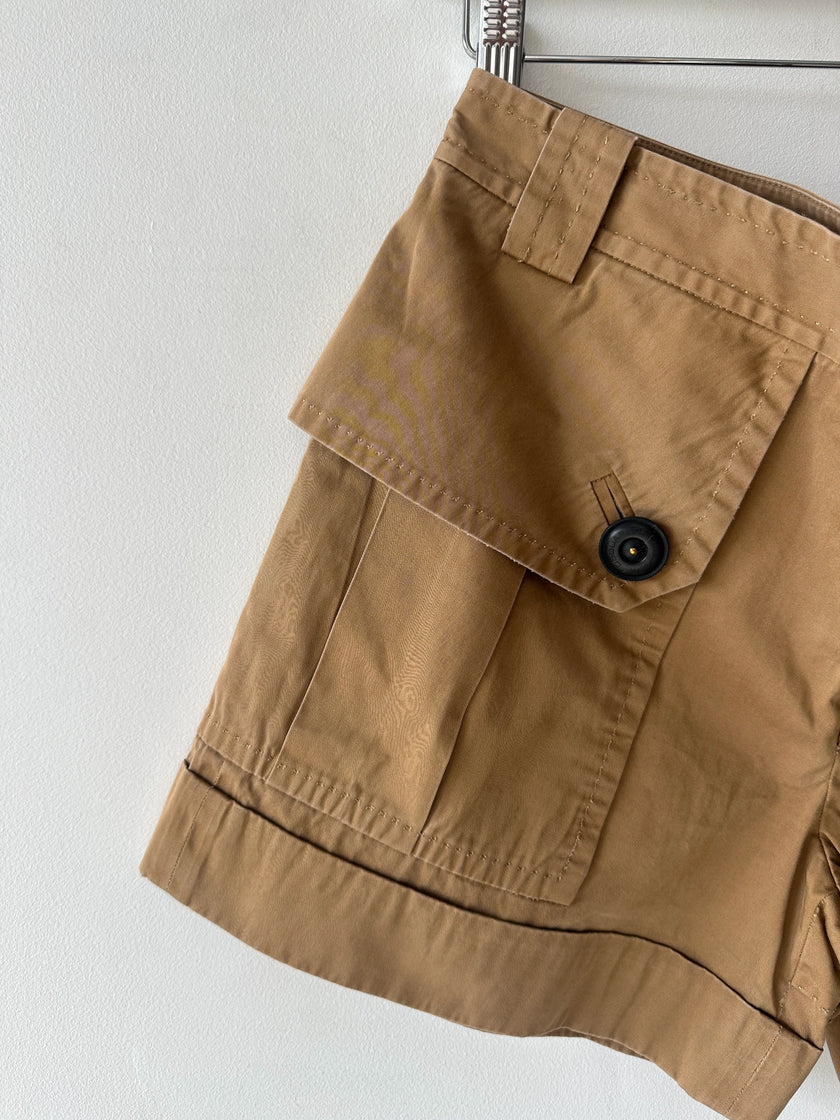 DSQUARED2 - S/S 2014 PANELED CARGO SHORTS WITH OVERSIZED BUTTON DETAILS