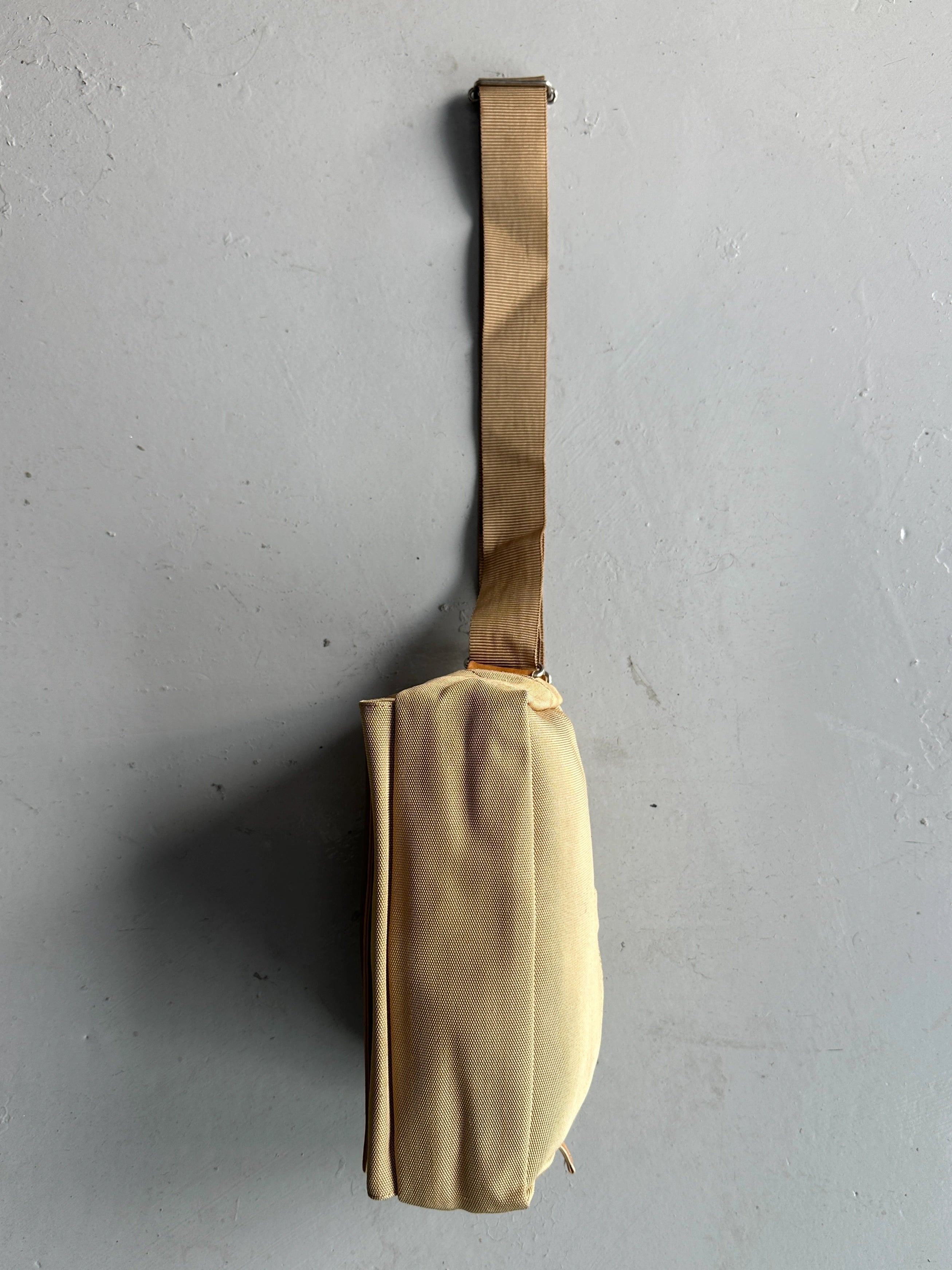 YOHJI YAMAMOTO Y'SACCS - early 2000s RECTANGULAR MESSENGER BAG WITH LEATHER FRONT PANEL
