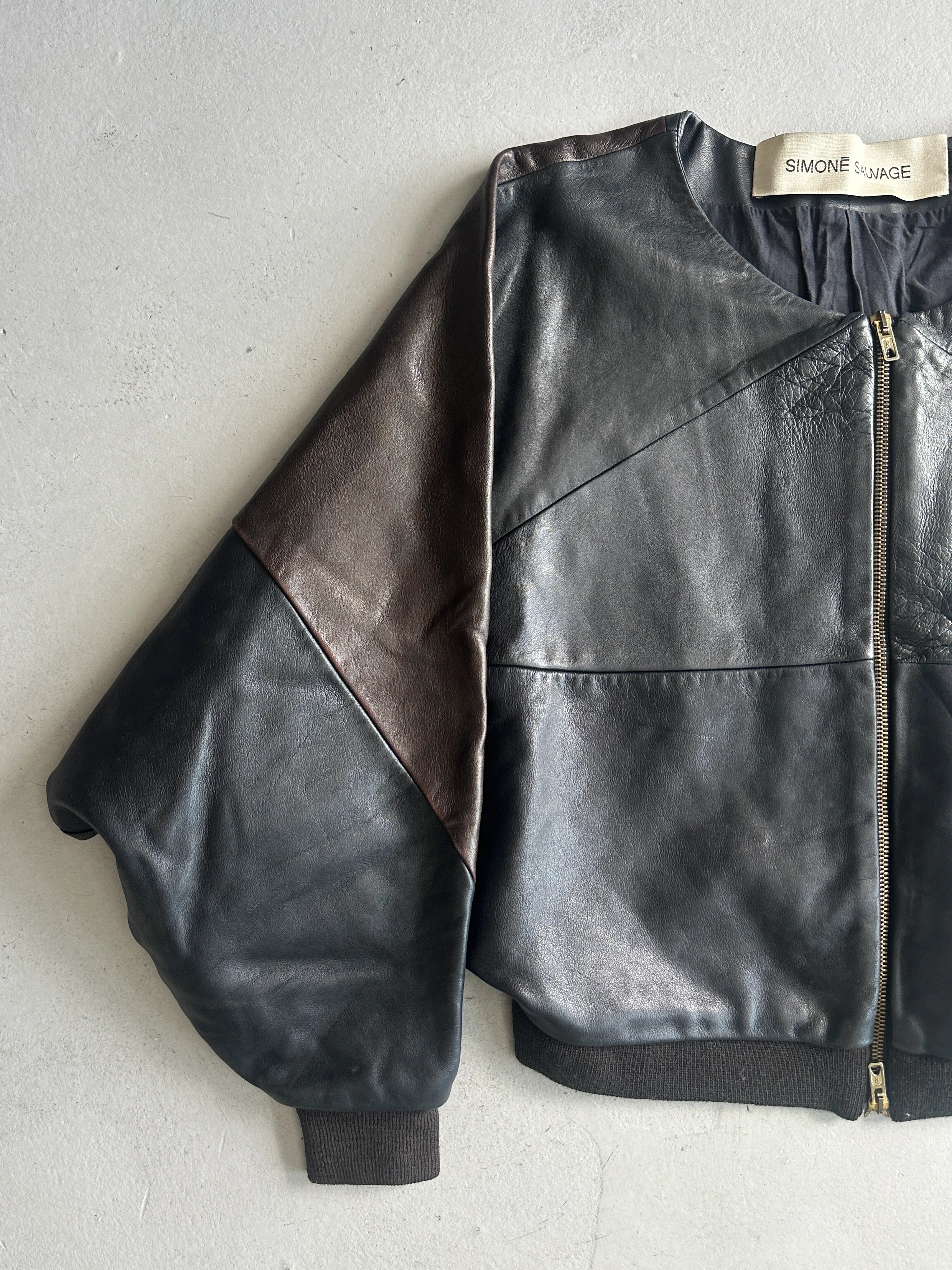 SIMONE SAUVAGE - 2000s BOXY FIT LEATHER JACKET