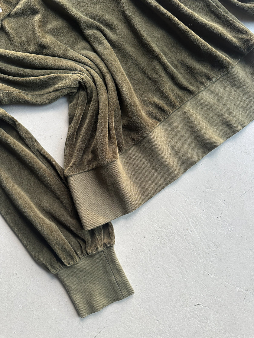 EMPORIO ARMANI - early 2000s SIDE BUTTONED FUNNEL NECK CHENILLE TOP