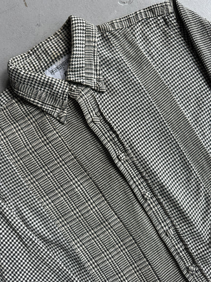 JAPANESE LABEL 1990s HOUNDSTOOTH AND PLAID LONG SLEEVE SHIRT