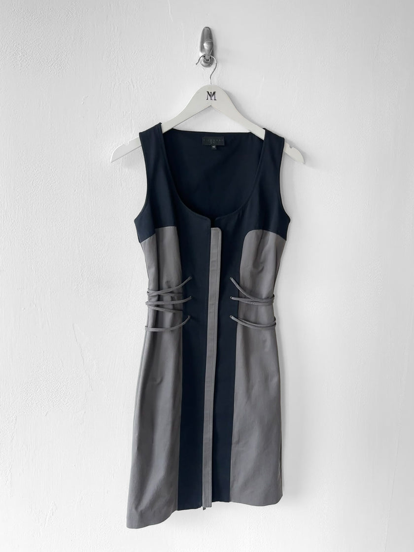 JOHN RICHMOND - 2000s PANELLED DRESS WITH LACING DETAILS AT WAIST