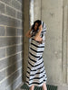 KENZO - 2000s ASYMMETRICAL STRIPED MAXI DRESS