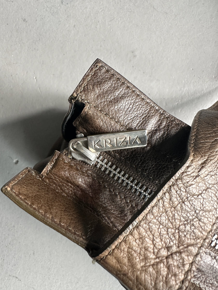 KRIZIA - 1990s LEATHER SILHOUETTE SHOULDER BAG