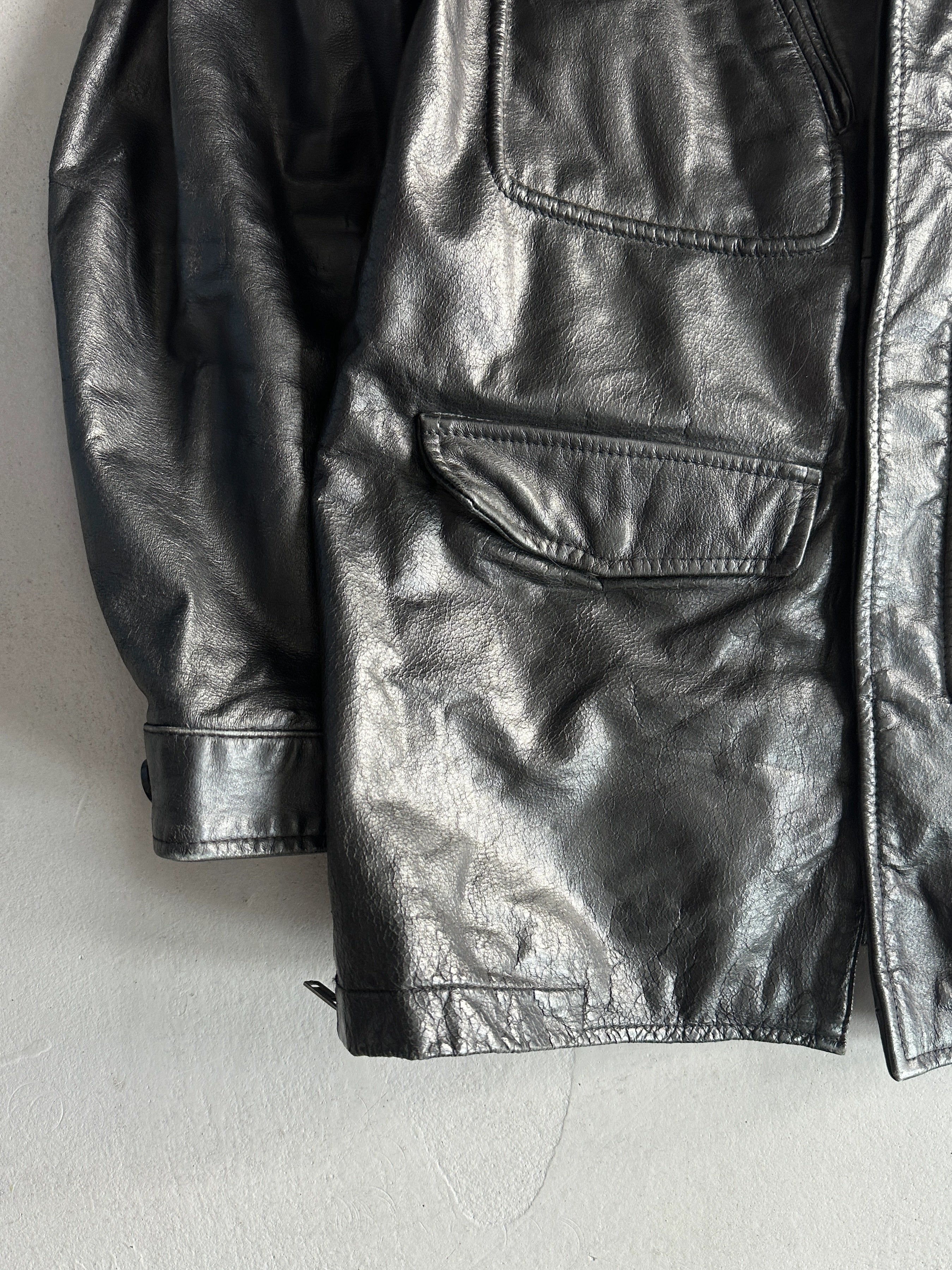 SCHOTT - 1990s MIDI LENGTH LEATHER CARGO JACKET