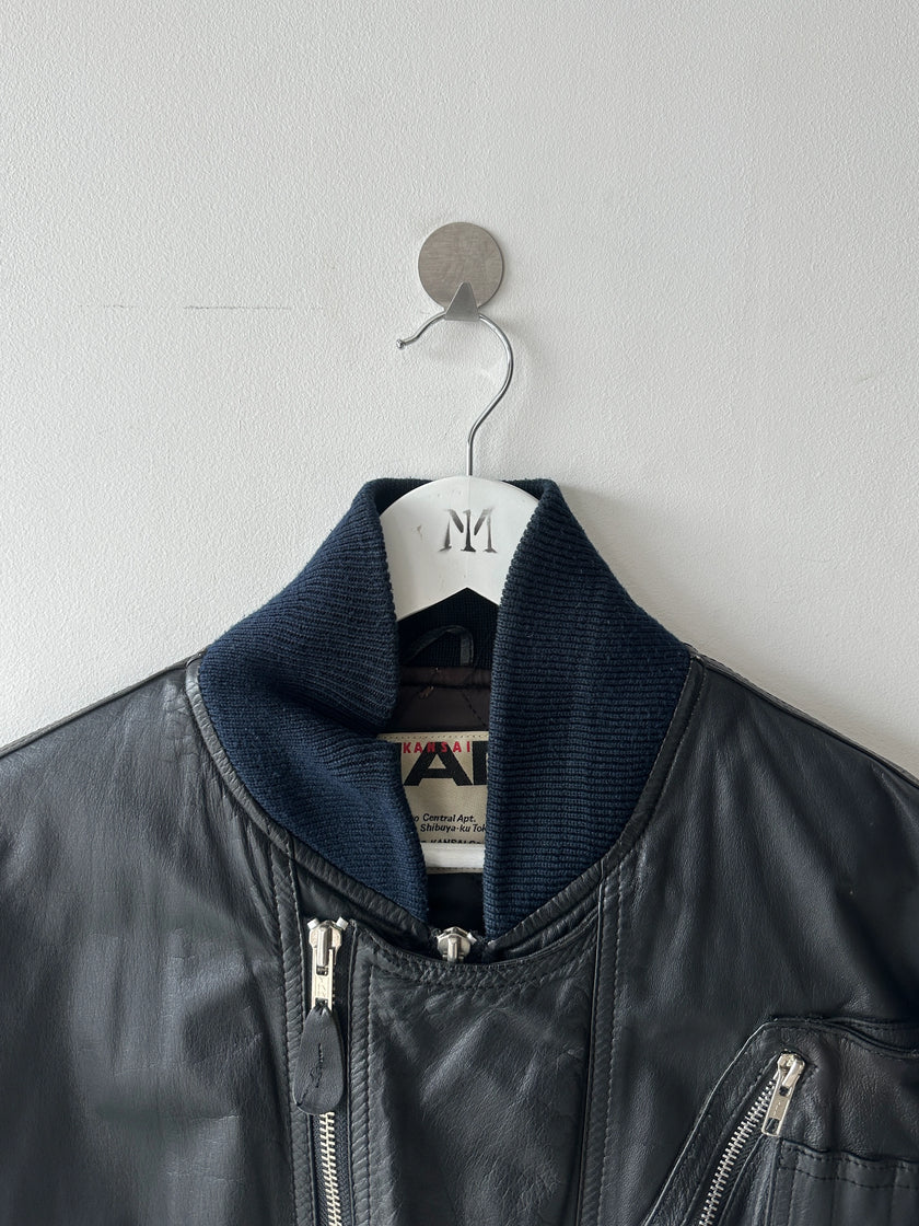 KANSAI YAMAMOTO - 1990s LEATHER BOMBER JACKET