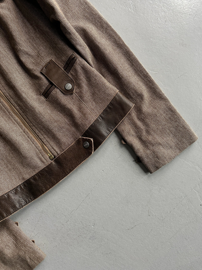 ICEBERG - 2000s JACKET WITH CONTRASTING LEATHER DETAILS