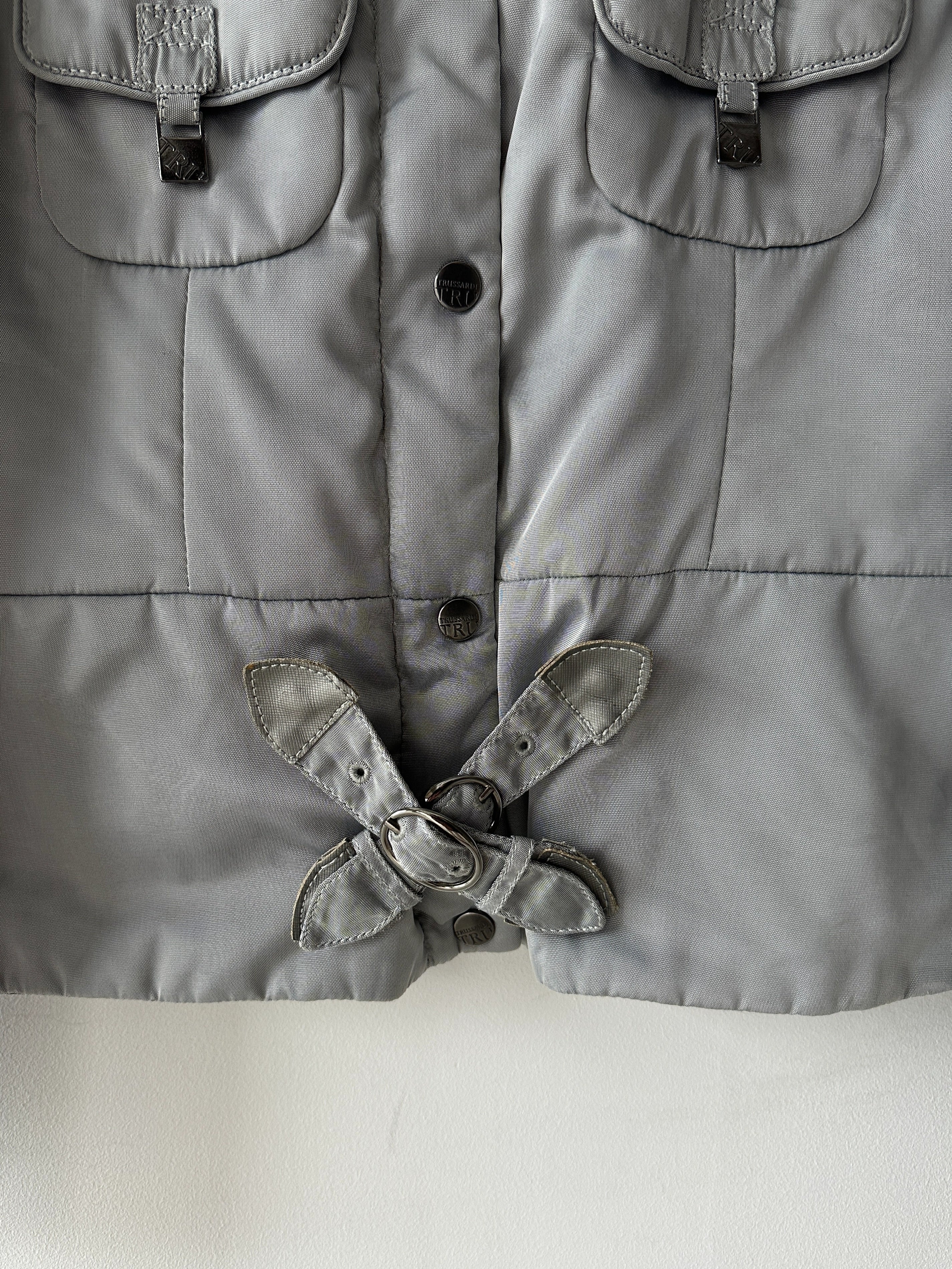 TRUSSARDI - early 2000s CROP FIT JACKET WITH CROSS STRAP DETAILS