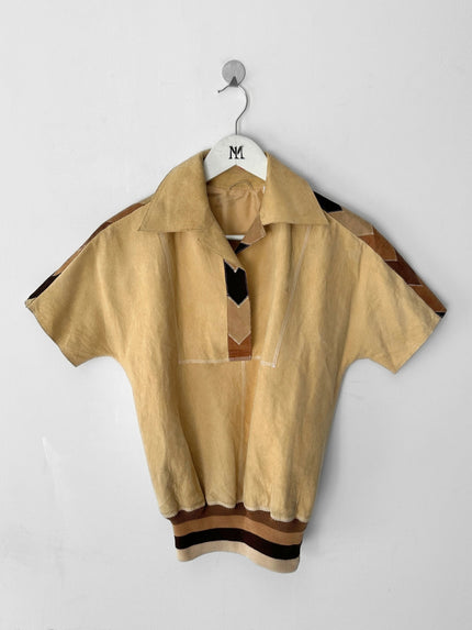 ITALIAN LABEL - late 1970s SUEDE POLO T-SHIRT