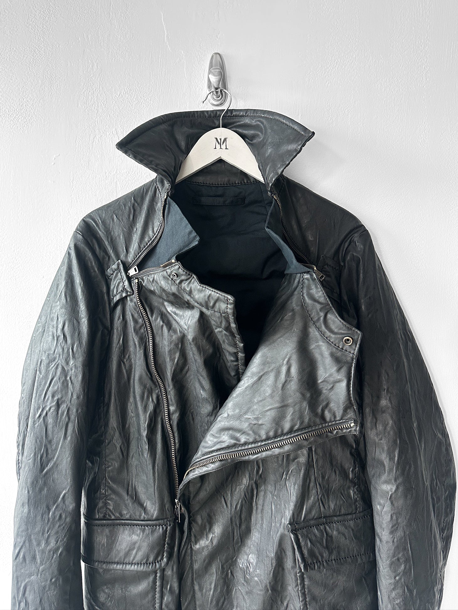 ANDREW MACKENZIE - F/W 2008 WAXED PVC LONG JACKET WITH ZIP DETAILS