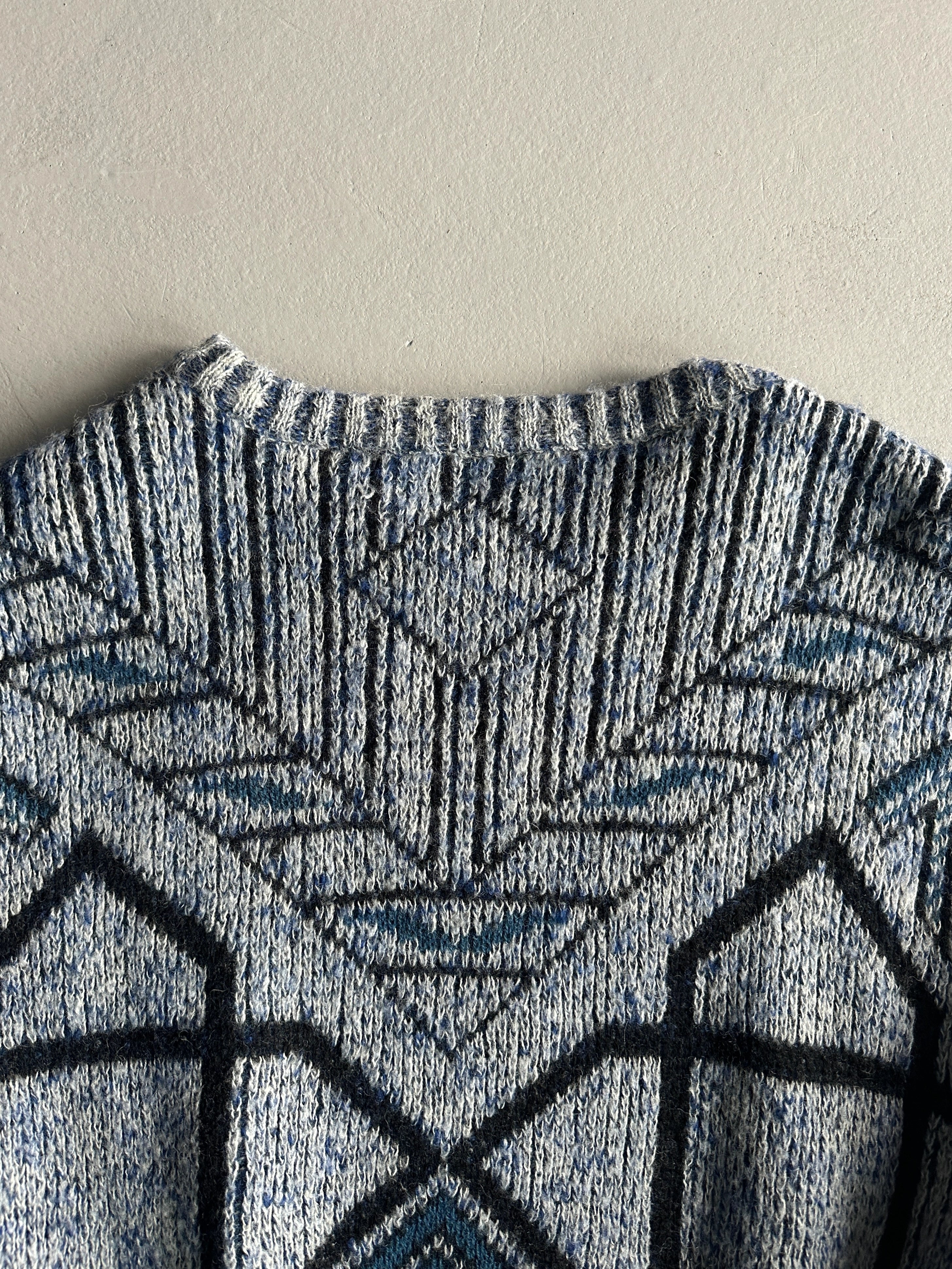 1980s JACQUARD PRINT ROUND NECK KNIT JUMPER