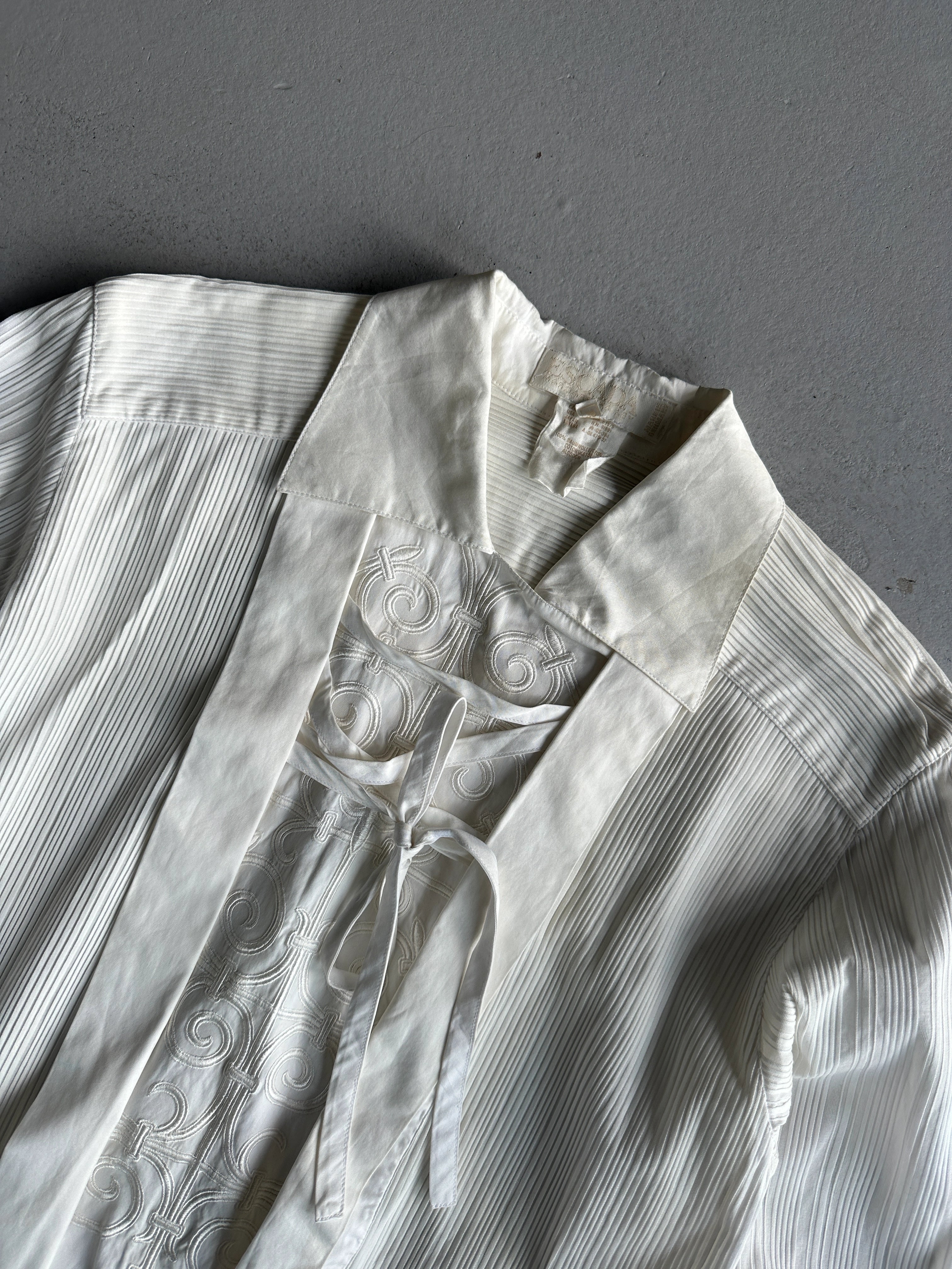 ESCADA - 1980s EMBROIDERED PLEATED BLOUSE