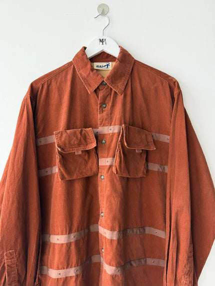 ISSEY MIYAKE HAI - 1980s CORDUROY SHIRT WITH DETACHABLE POUCH POCKETS