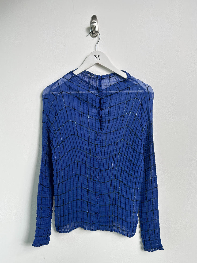 ISSEY MIYAKE - S/S 2001 SHEER PLEATED BUTTONED BLOUSE