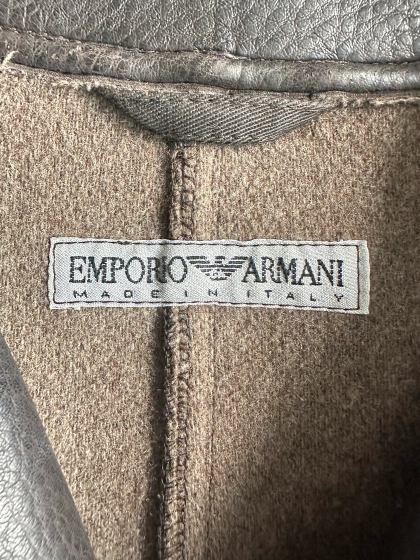EMPORIO ARMANI - 1980s FAUX LEATHER CROPPED JACKET