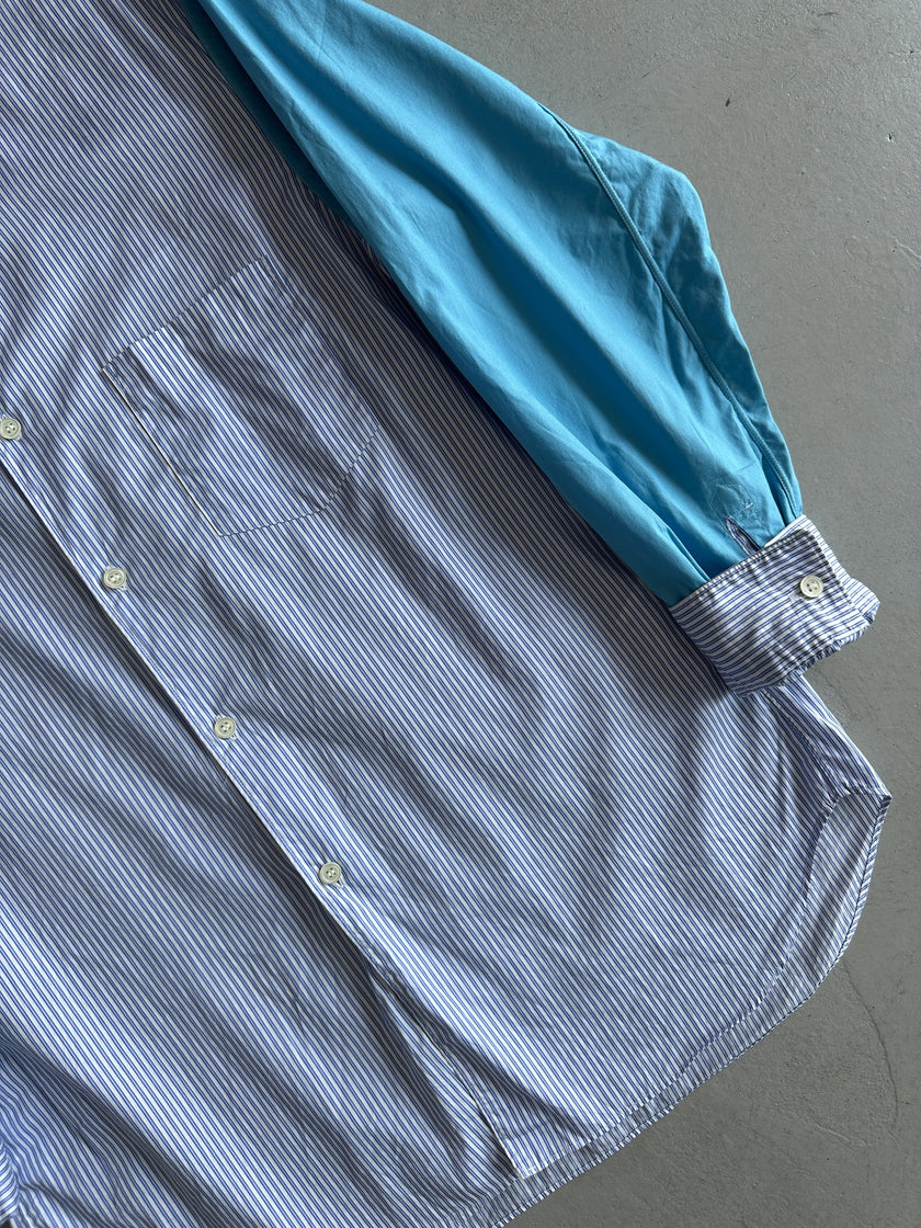 COMME DES GARÇONS - 1990s CONTRASTING SLEEVE PINSTRIPED SHIRT