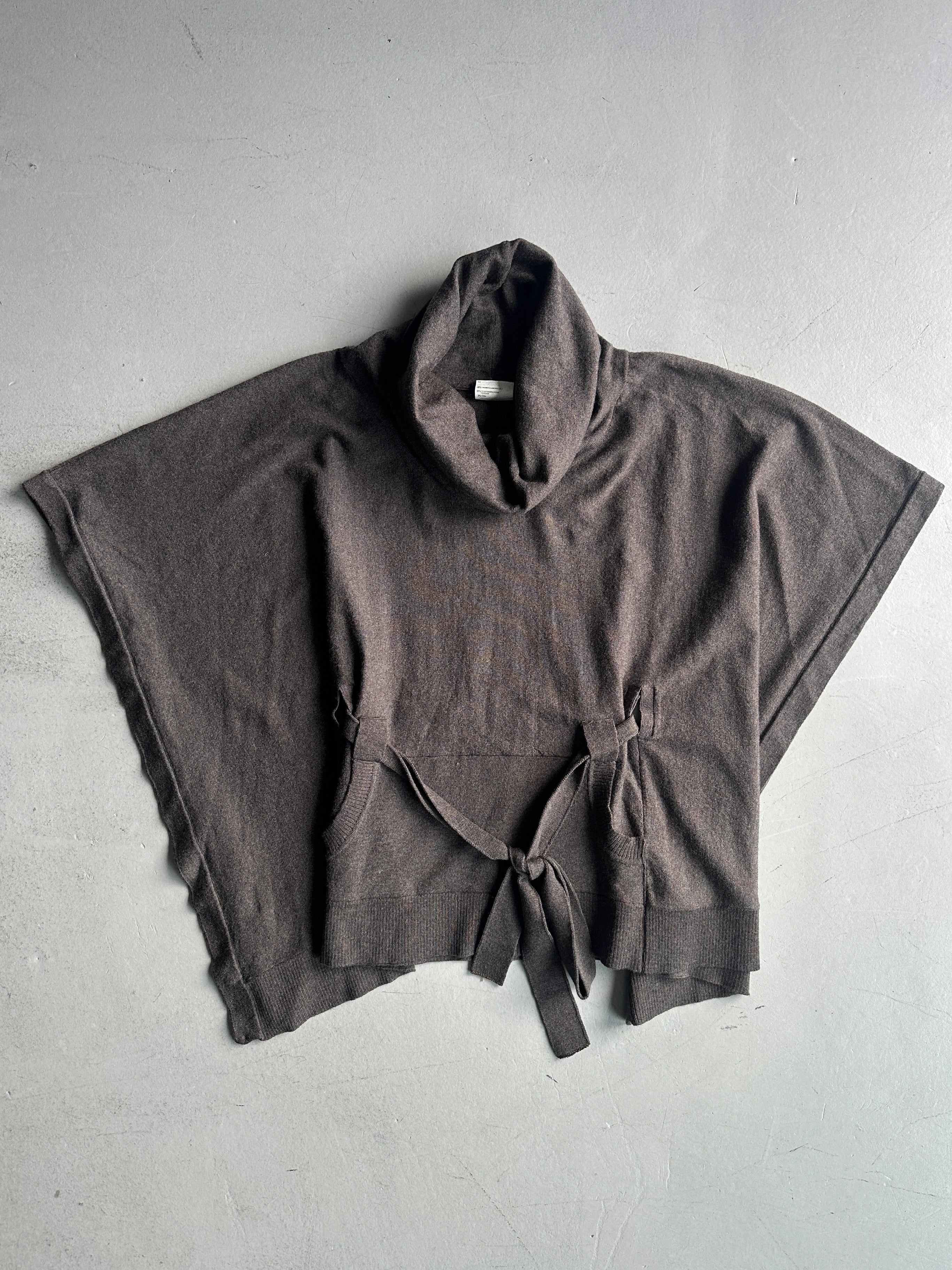 TRUSSARDI - 2000s PONCHO JUMPER WITH WAIST TIE