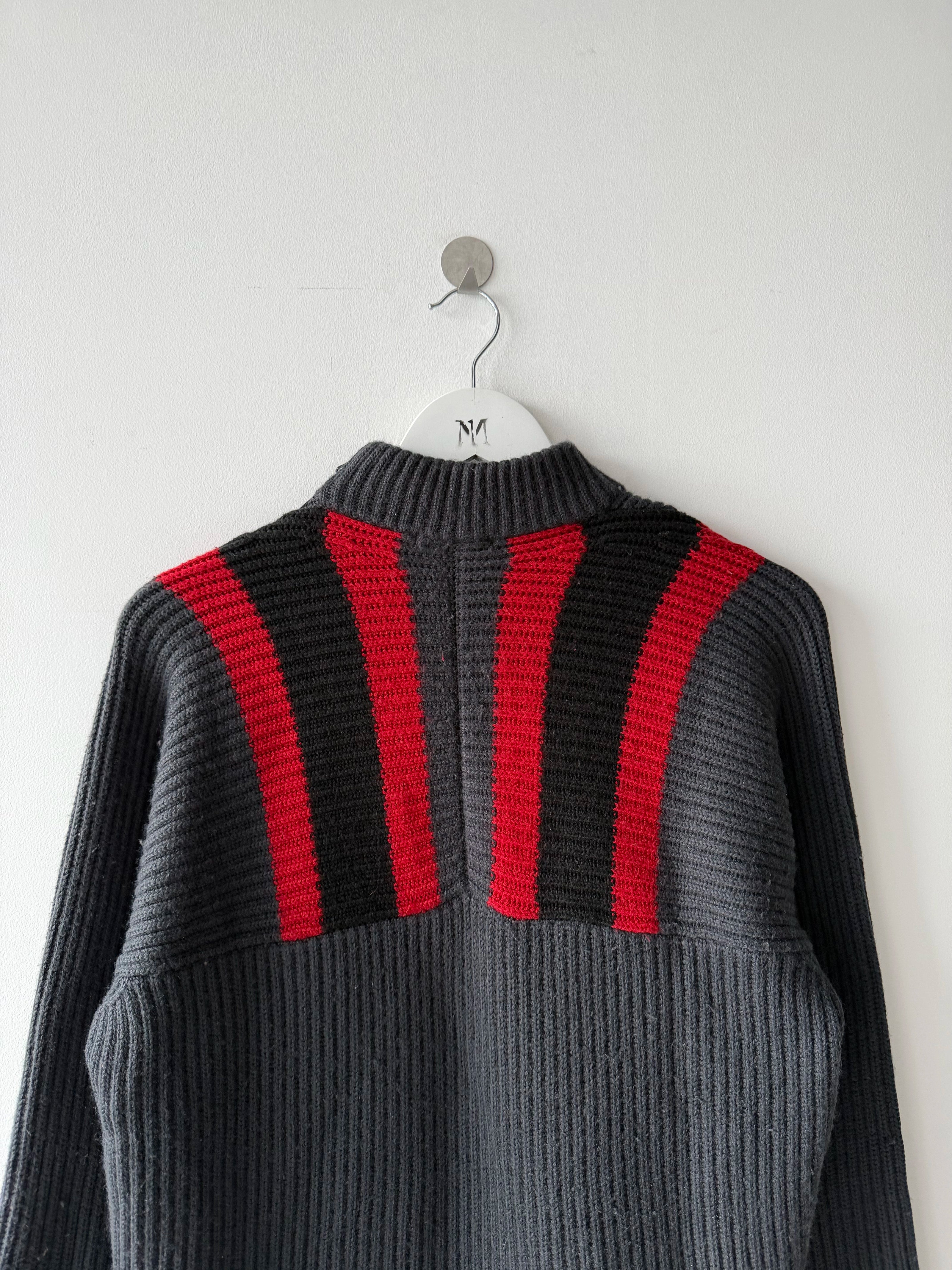 DANIELE ALESSANDRINI - 1990s CHUNKY KNIT JUMPER WITH ASYMMETRIC SIDE ZIP RUNNING FROM TOP TO BOTTOM