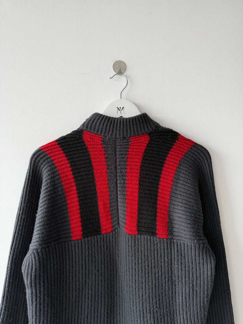 DANIELE ALESSANDRINI - 1990s CHUNKY KNIT JUMPER WITH ASYMMETRIC SIDE ZIP RUNNING FROM TOP TO BOTTOM