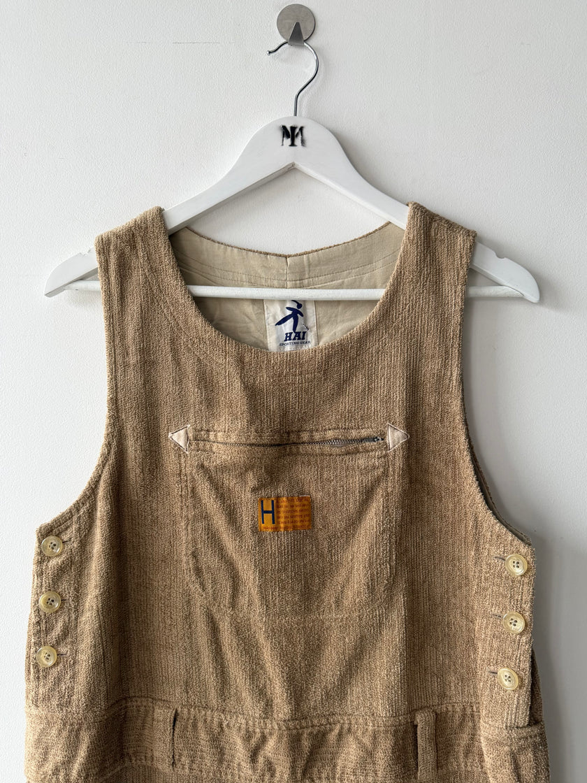 ISSEY MIYAKE HAI - 1980s MAXI DUNGAREE DRESS WITH OVERSIZED POCKETS