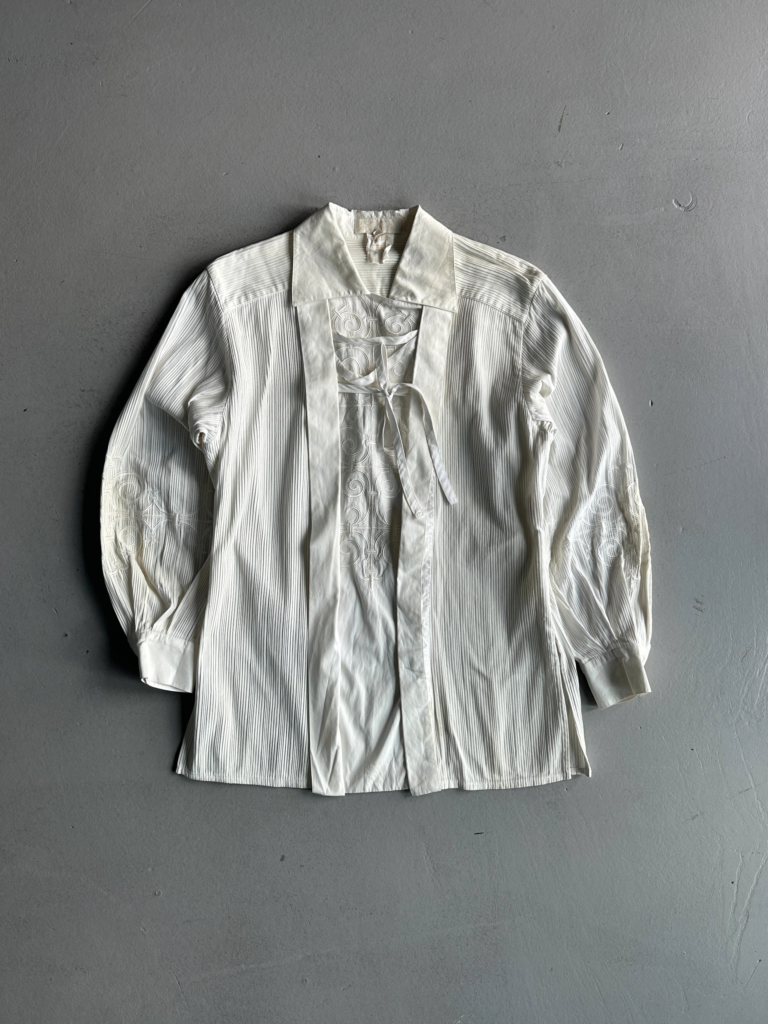 ESCADA - 1980s EMBROIDERED PLEATED BLOUSE