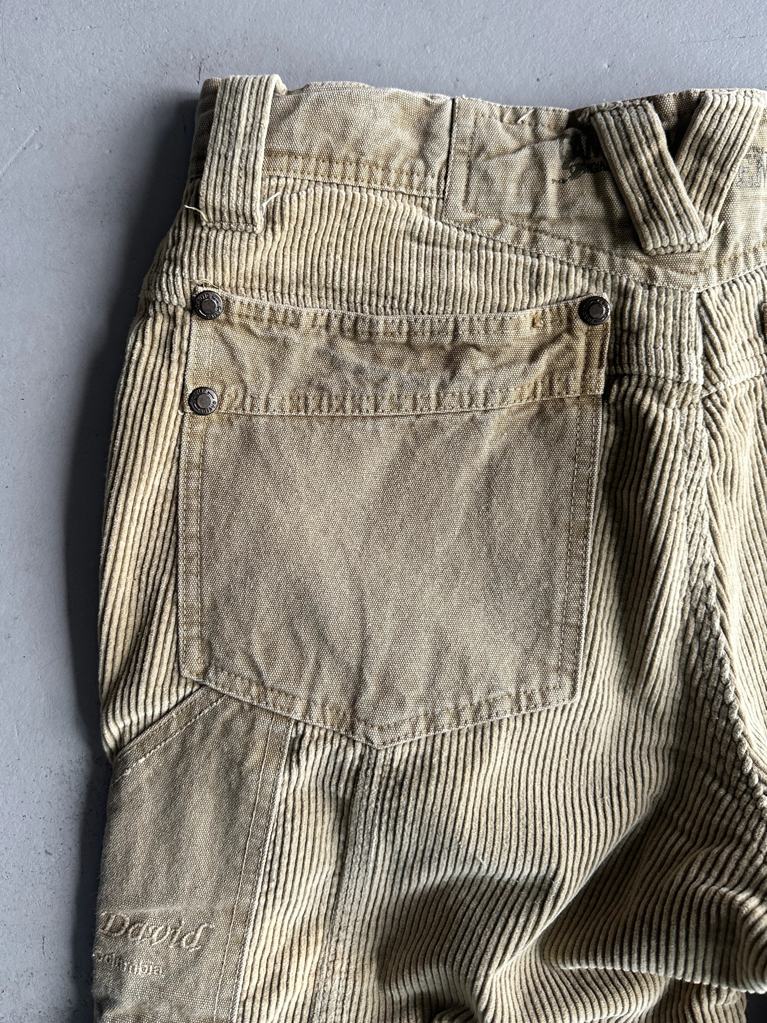 1990s WIDE LEG CORDUROY PANELS CARGO TROUSERS