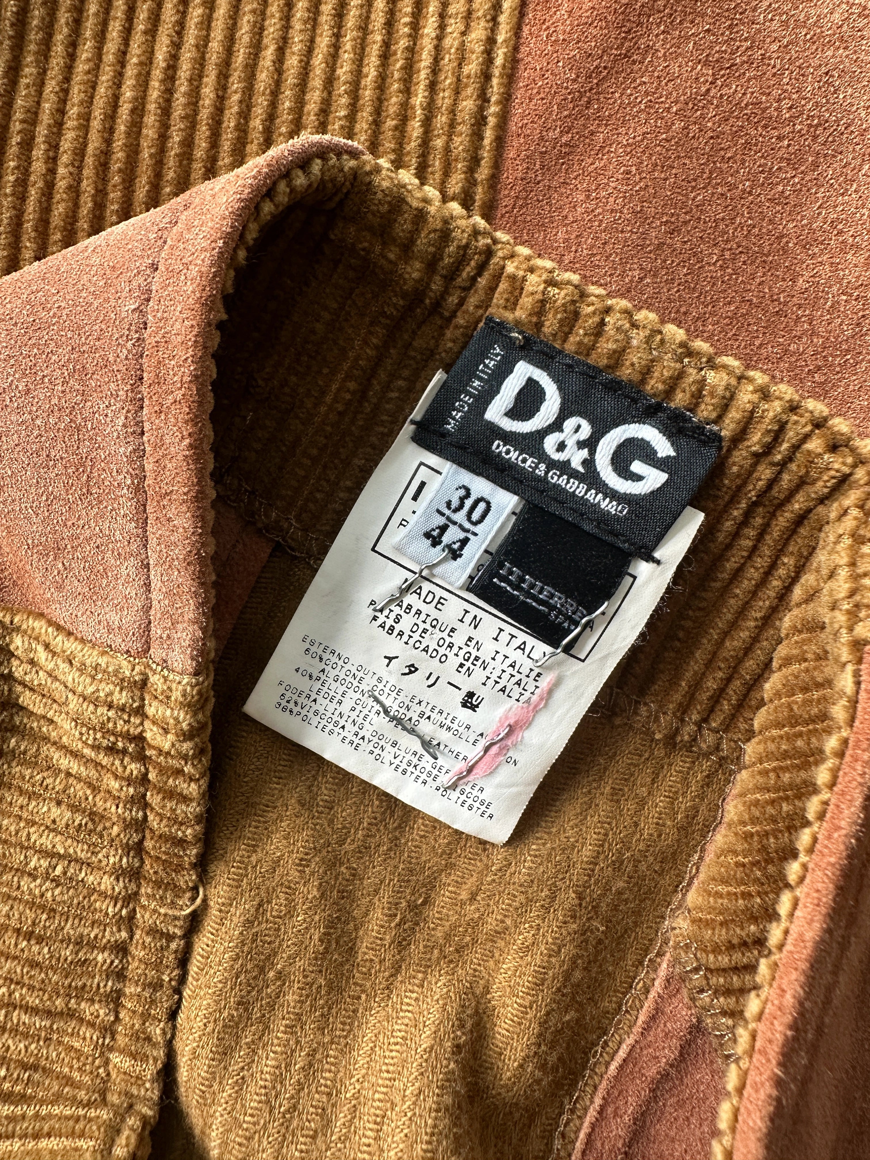 DOLCE & GABBANA - F/W 2002 PANELED CORDUROY AND SUEDE LONG SKIRT