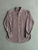 ETRO - 1990s SQUARE COLLAR STRIPED LONG SLEEVE SHIRT