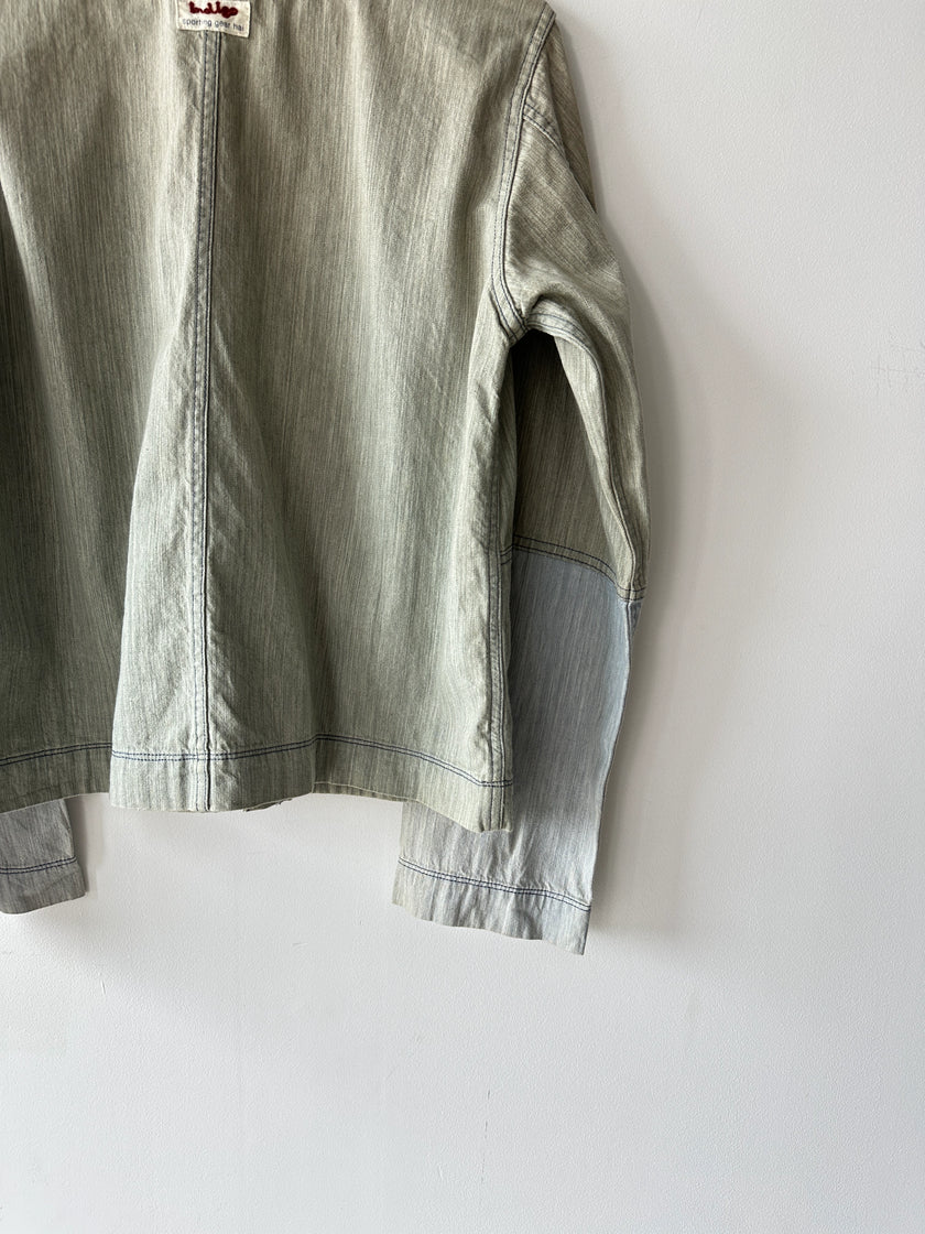 ISSEY MIYAKE HAI - 1980s DENIM COLLARLESS BLAZER