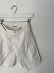 ISSEY MIYAKE PLANTATION - 1990s LINEN WRAP FRONT PANEL SHORTS