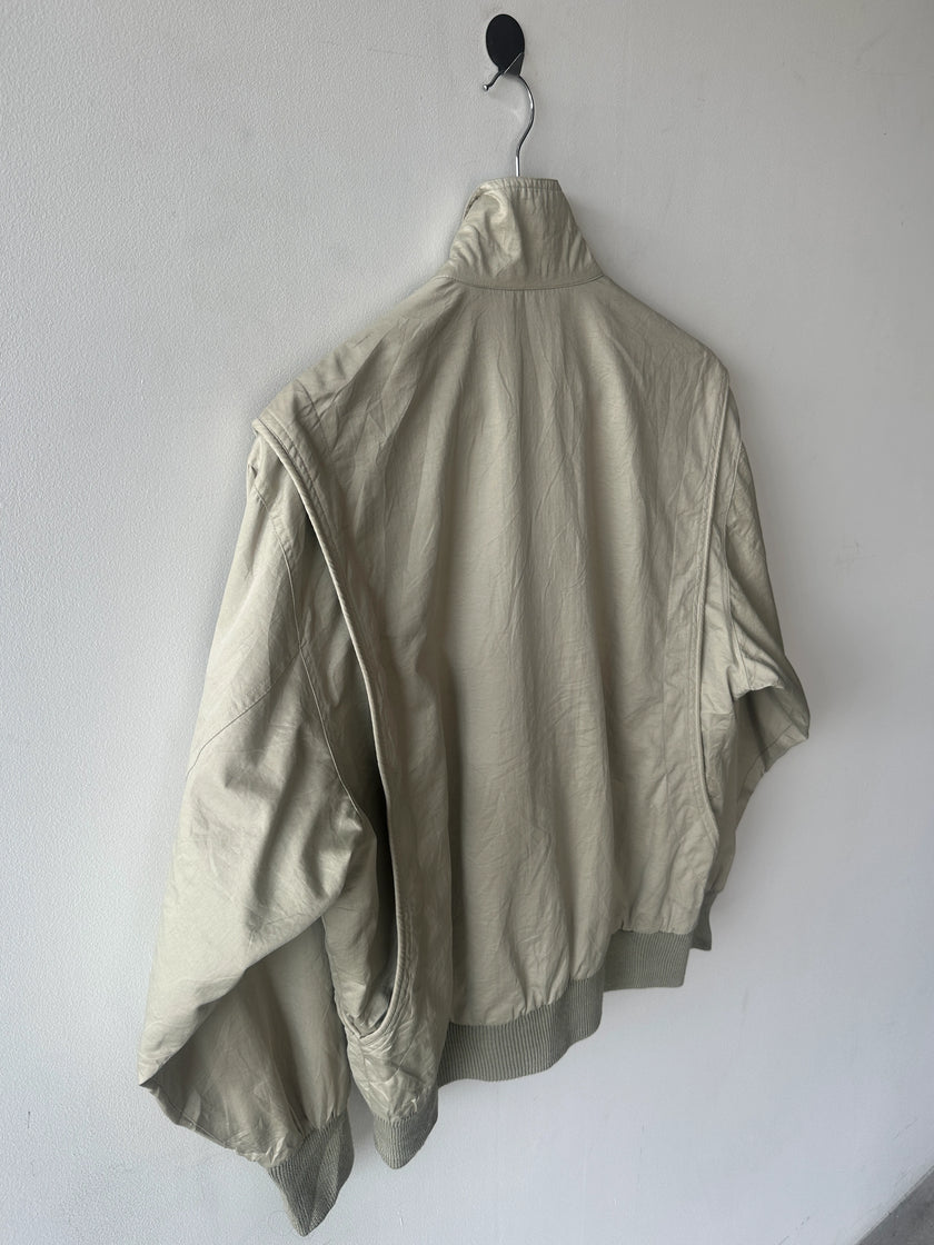 NO LABEL 1980s BOMBER JACKET WITH PLEATED FRONT DETAILS