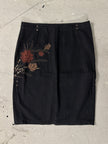 FERRE - 1990s EMBROIDERED DENIM SKIRT