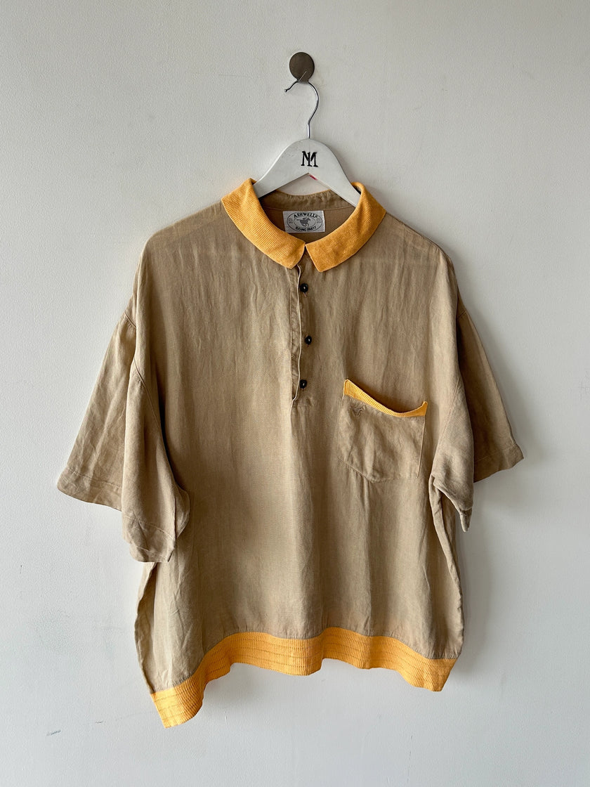 1980s LINEN POLO T-SHIRT