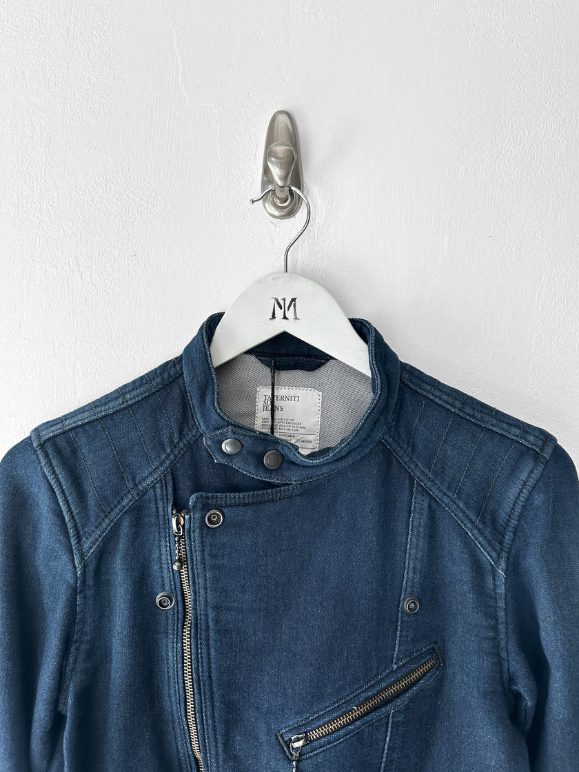 TAVERNITI - early 2000s DENIM BIKER JACKET