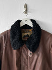 ICEBERG - 1980s LEATHER BOMBER JACKET WITH SHEARLING COLLAR