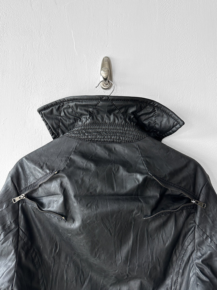 ANDREW MACKENZIE - F/W 2008 WAXED PVC LONG JACKET WITH ZIP DETAILS