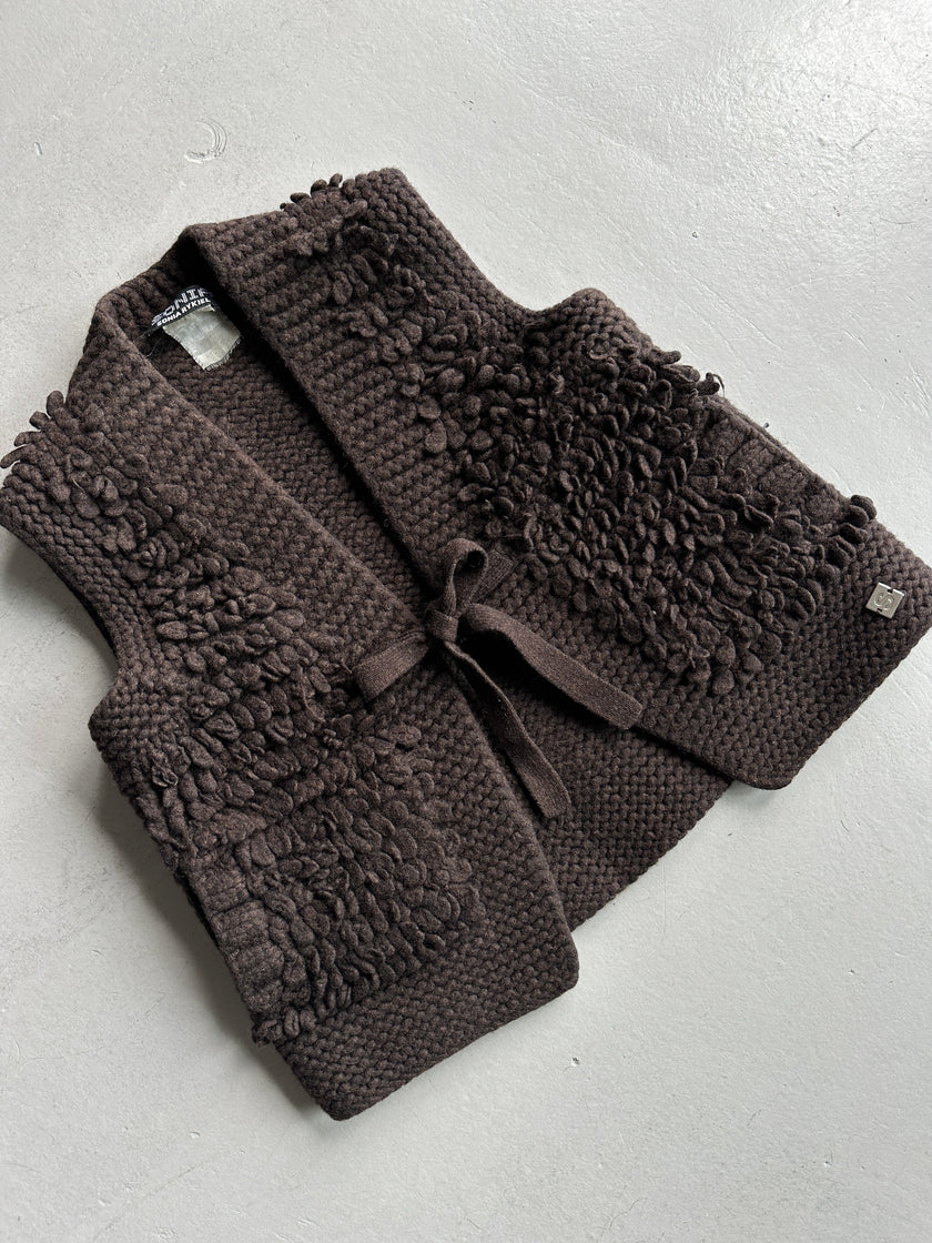 SONIA RYKIEL - 2000s OPEN FRONT CHUNKY KNIT VEST