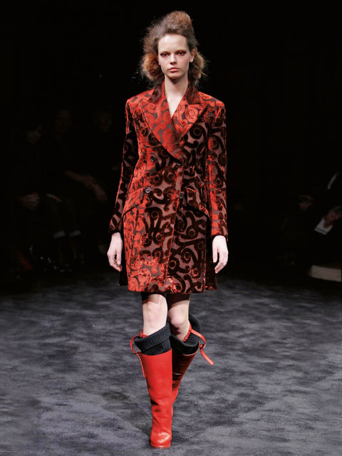 PRADA - F/W 2009 DEVORE VELVET KNEE LENGTH SKIRT