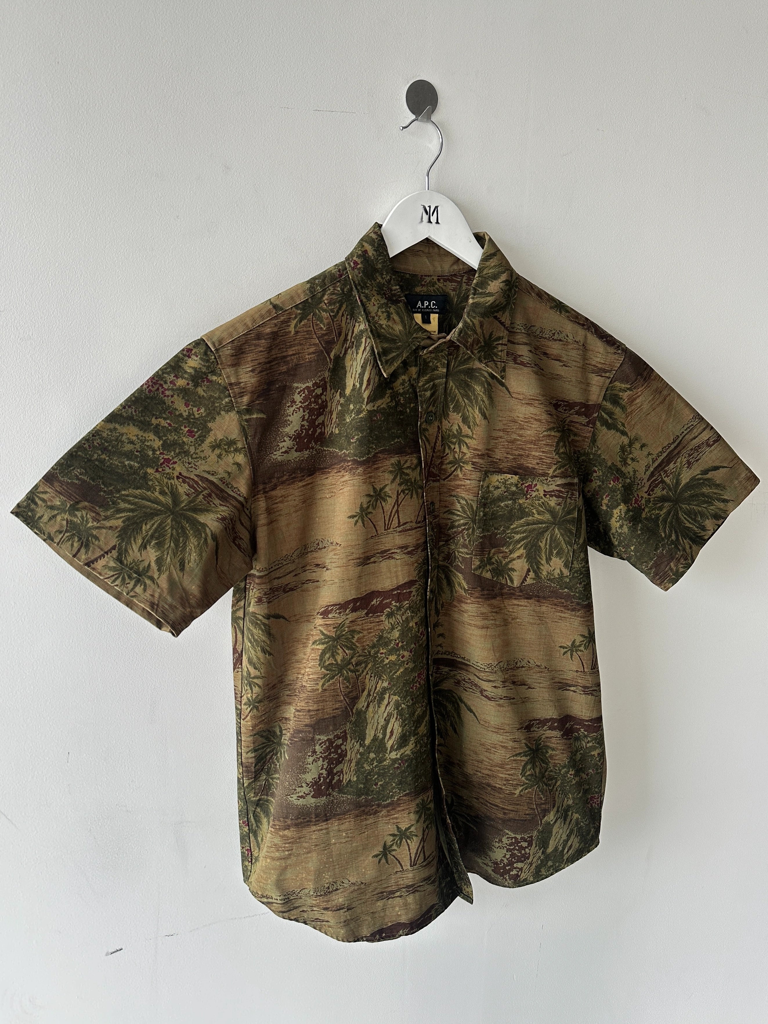 A.P.C. - S/S 2004 TROPICAL PRINT TEXTURED SHORT SLEEVE SHIRT