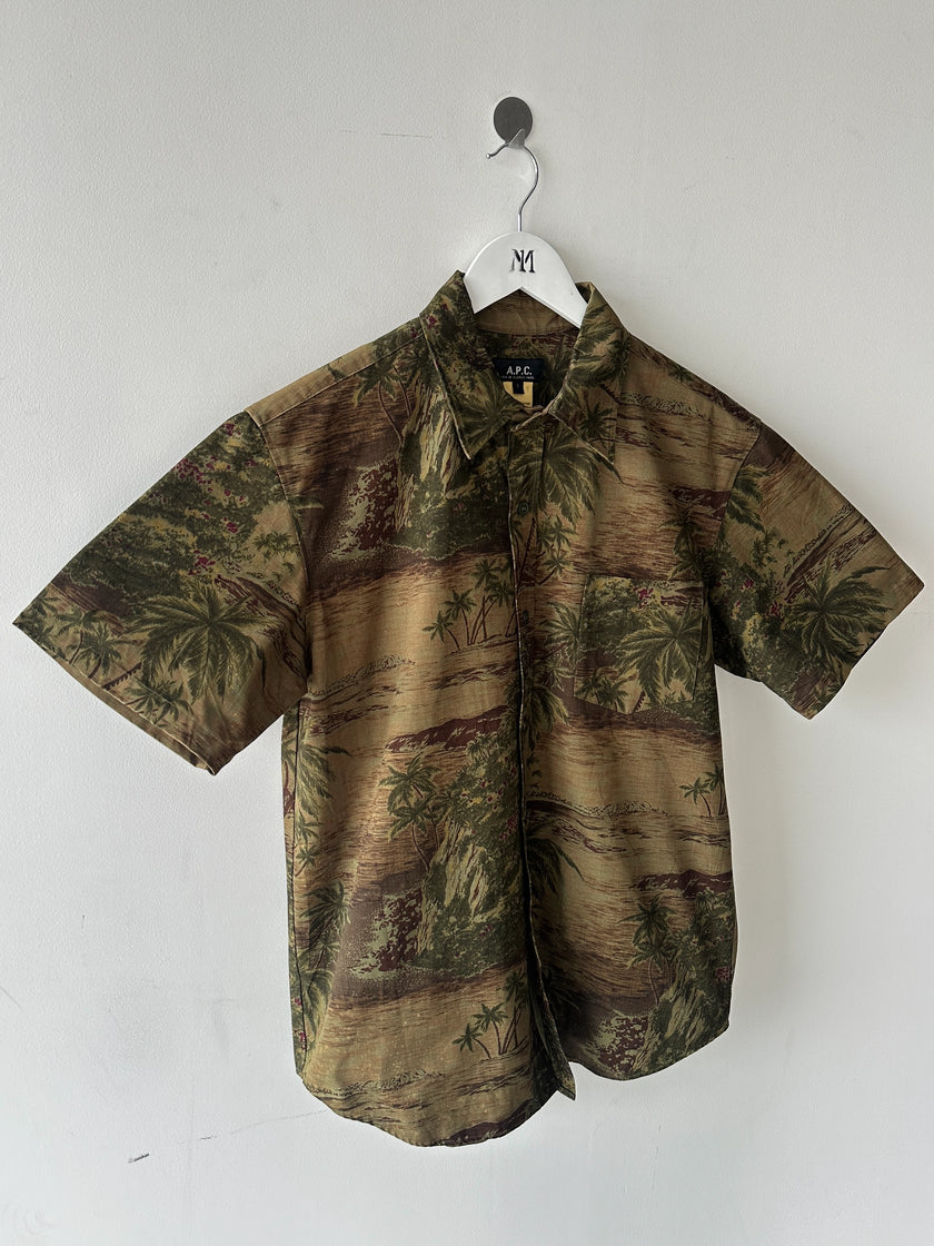 A.P.C. - S/S 2004 TROPICAL PRINT TEXTURED SHORT SLEEVE SHIRT