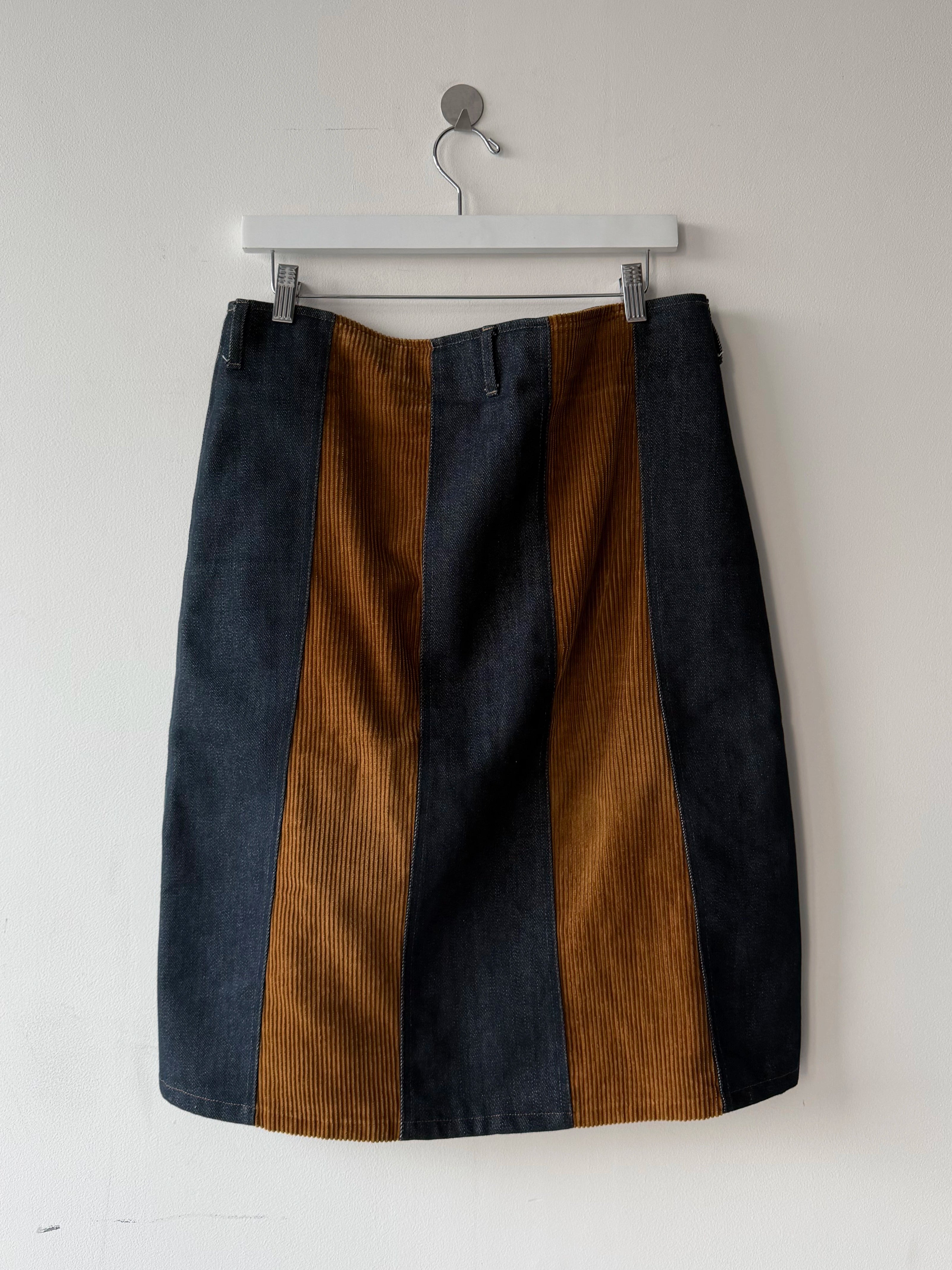 DOLCE & GABBANA - F/W 2002 DENIM SKIRT WITH CORDUROY PANELS