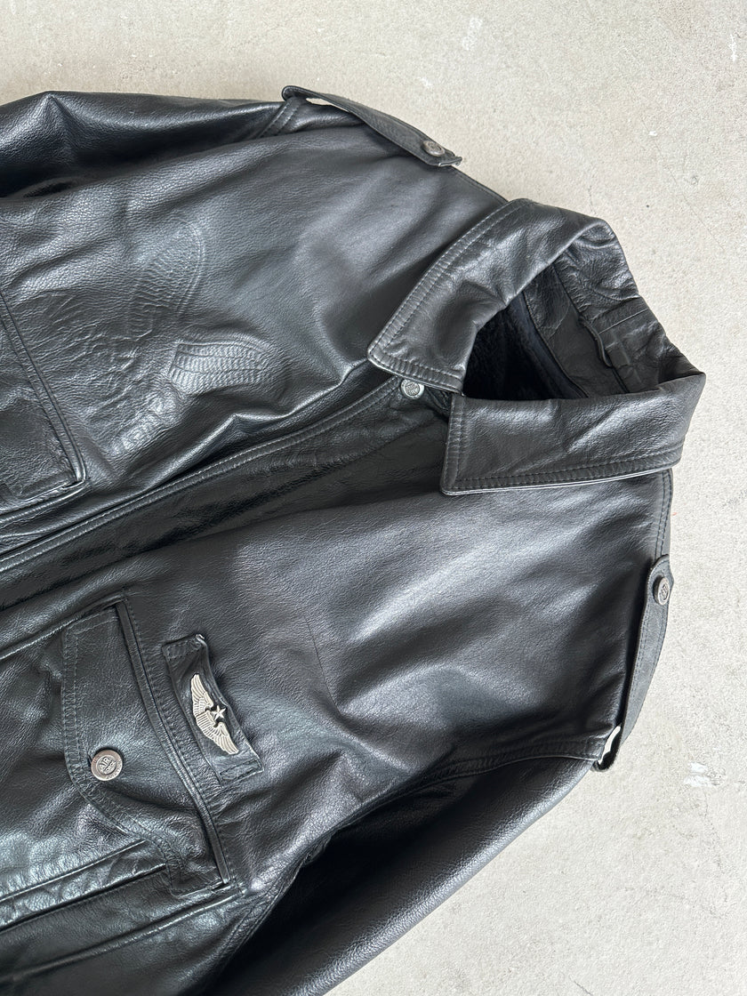 1970s LEATHER AVIATOR BOMBER JACKET