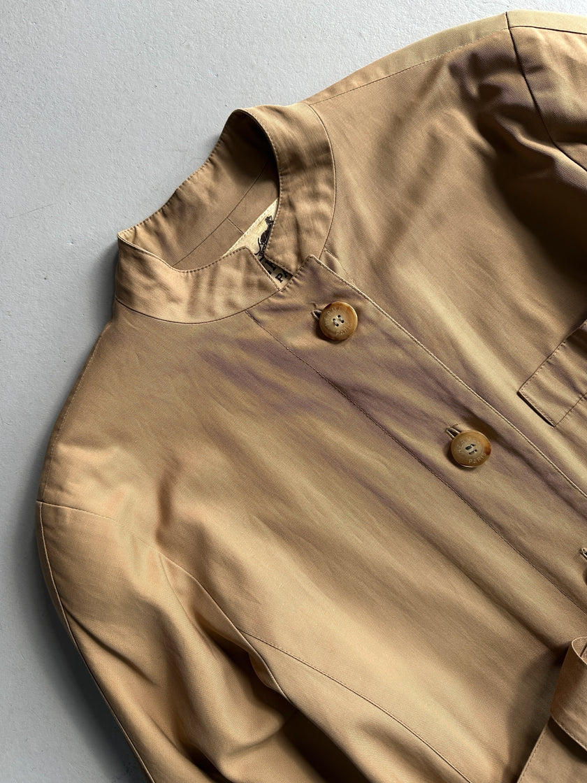 HERMÈS - 1970s MANDARIN COLLAR TRENCH COAT