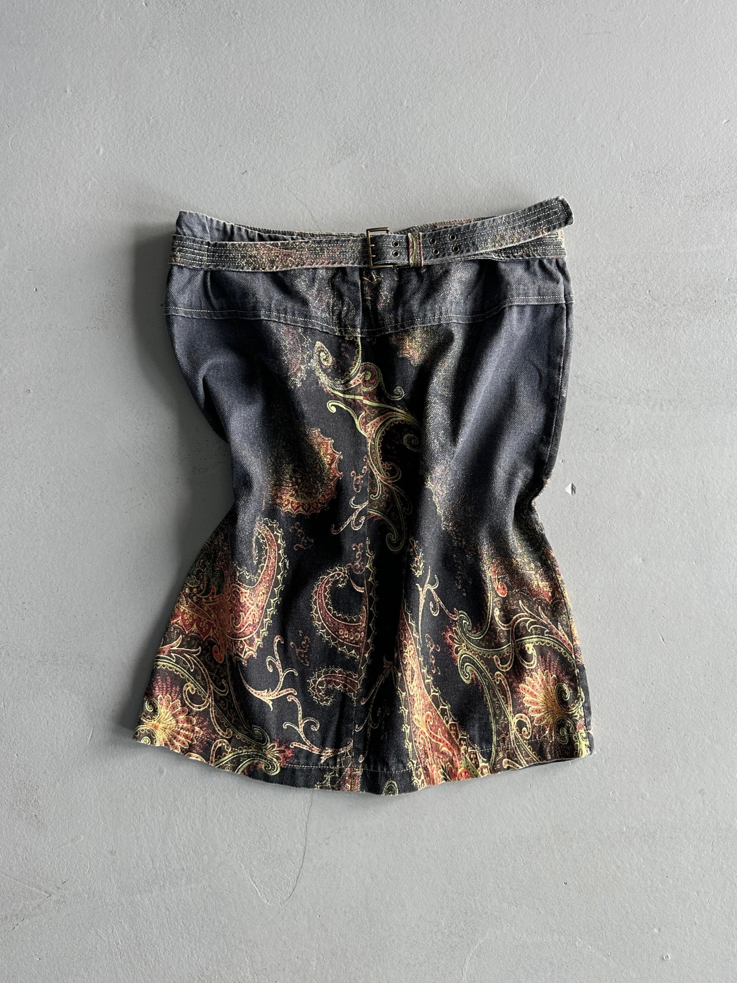 ROBERTO CAVALLI - 2000s PRINTED DENIM SKIRT