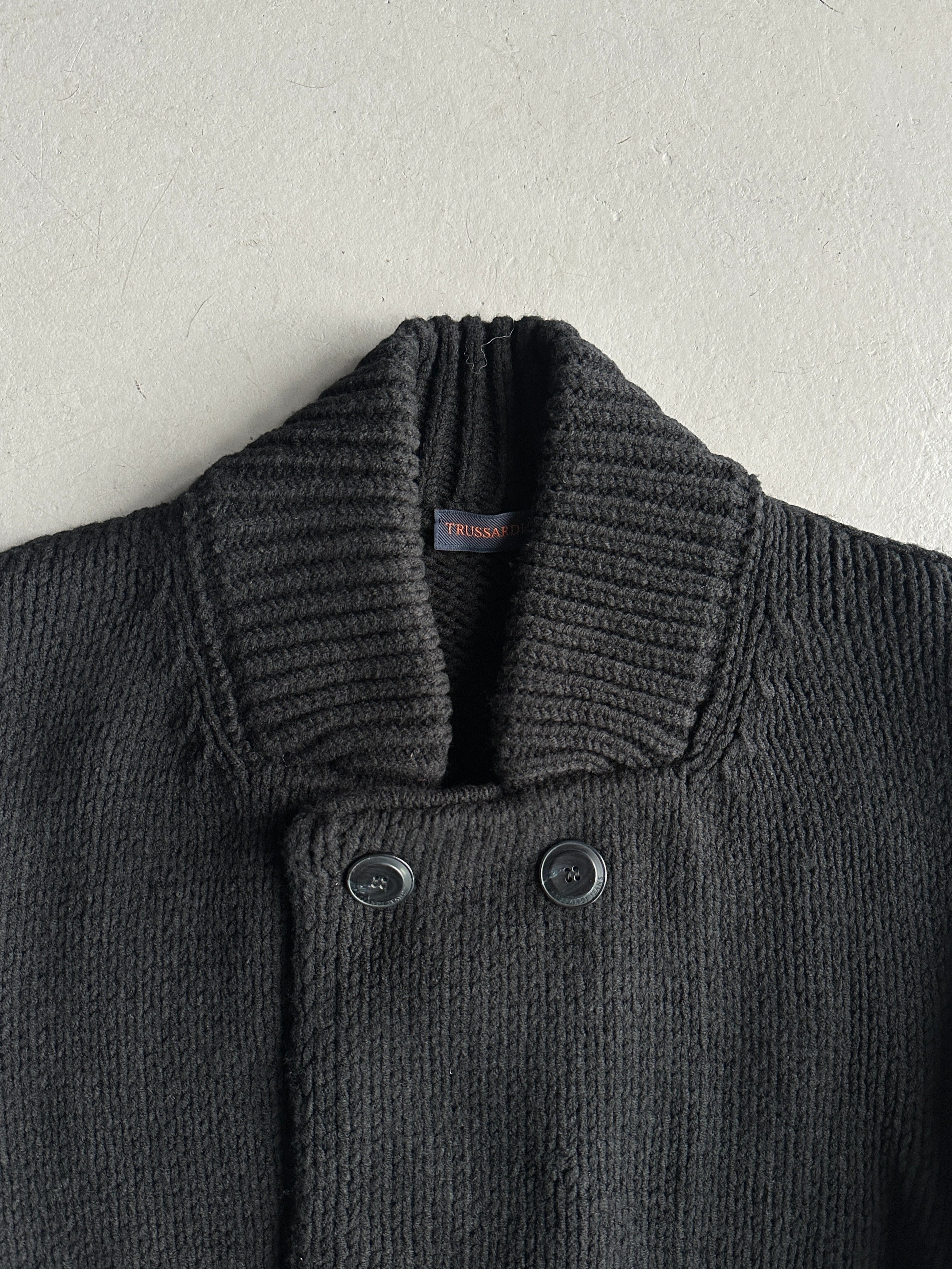 TRUSSARDI - 2000s DOUBLE BREASTED CHUNKY KNIT CARDIGAN